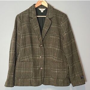 L.L. Bean Plaid Silk Blazer Italian Fine Quality SZ XL